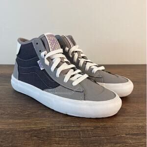 Vans Sk8-Hi Gray Black Canvas Leather High Top Sneakers Men’s 3.5 Women’s 5